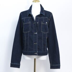 Brooks Brothers Red Fleece Women's Dark Blue Denim Collared Trucker Jacket Large